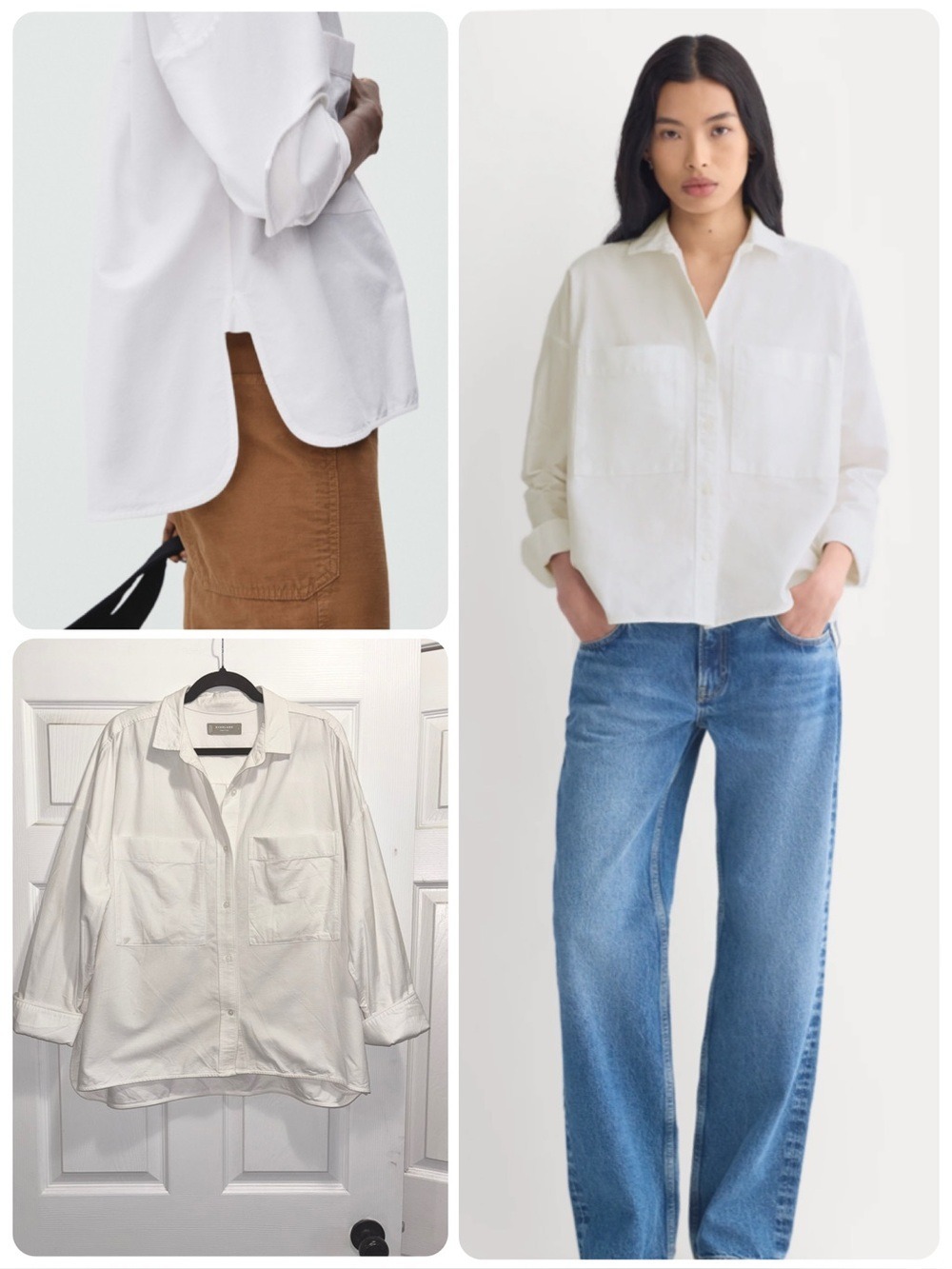 Everlane The Boxy Oxford White Button-up Top Blouse Organic Cotton Shirt Large